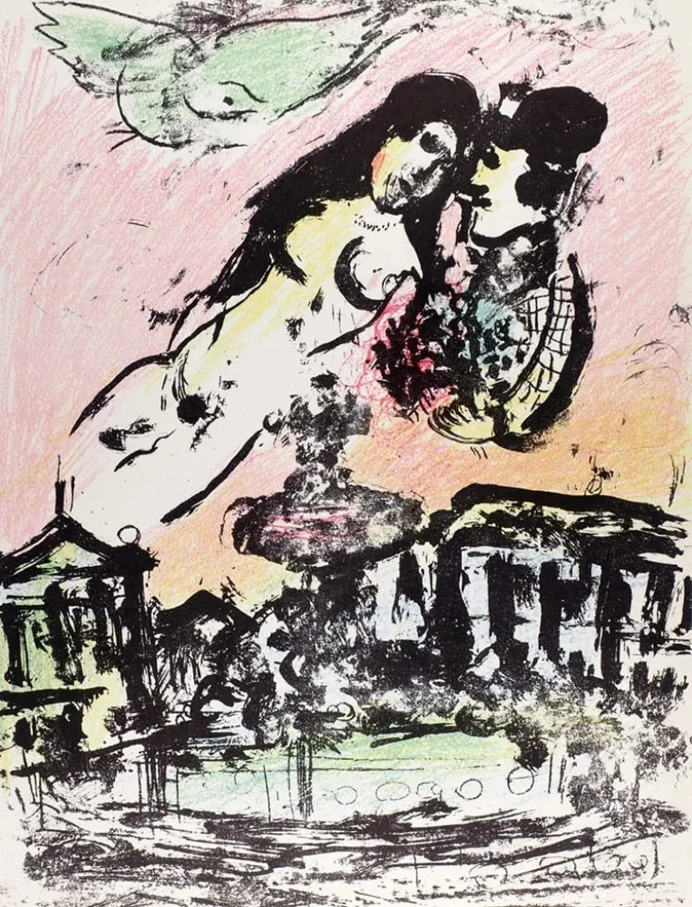 Litografia Chagall - Le ciel amoureux 1963