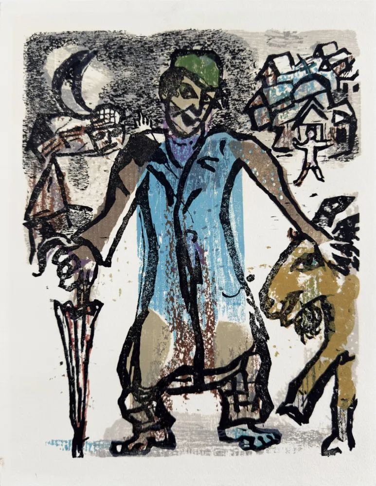 Incisione Su Legno Chagall - Poèmes, Planche XVII