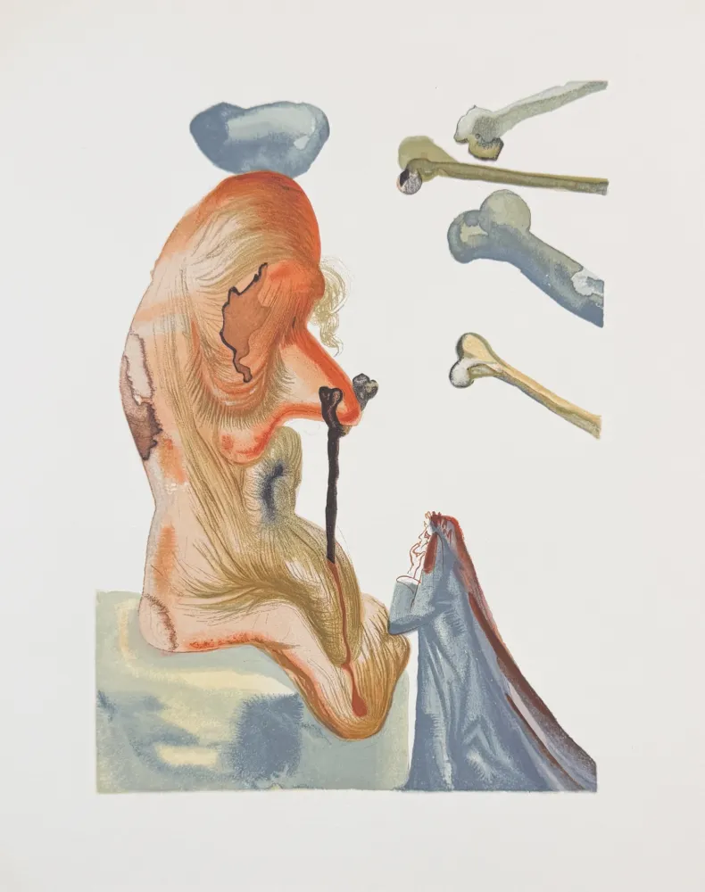 Incisione Su Legno Dali - Divine Comedy Hell Canto 20 Decomposition 