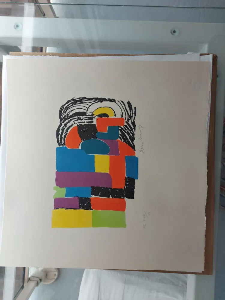 Litografia Delaunay - Composition pour Madame Claude POMPIDOU (circa 1970)