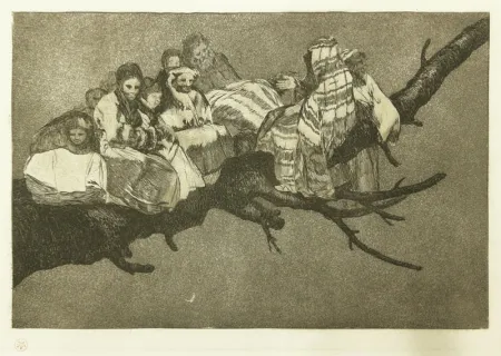 Acquaforte Goya - Andarse Po Las Ramas; Disparate Ridiculo, (plate 3 from Los Proverbios)