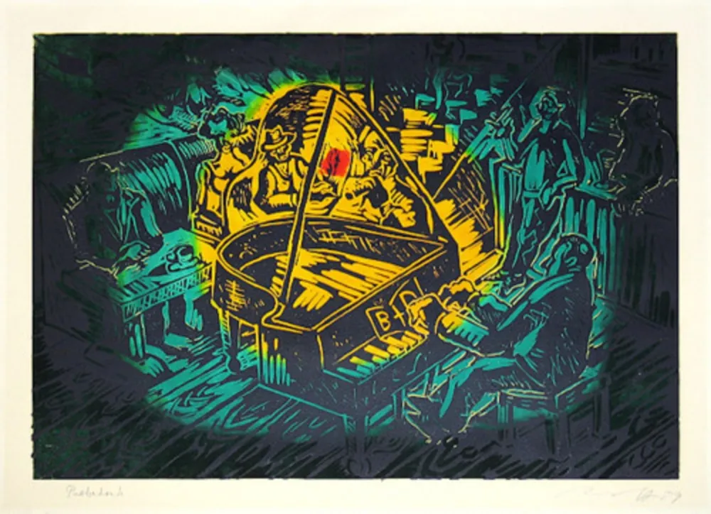 Linoincisione Immendorff - Ständchen für B und D