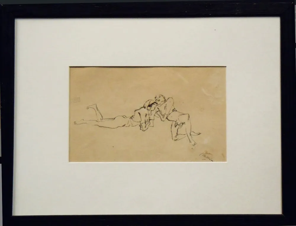 Non Tecnico Pascin - Jules Pascin. Couple allongé, vers 1922. Dessin.