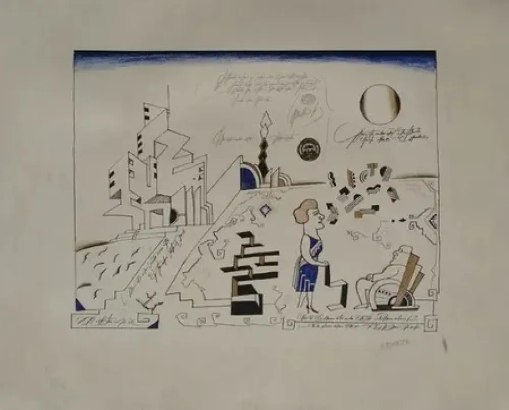 Litografia Steinberg - Bauhaus circa 1970