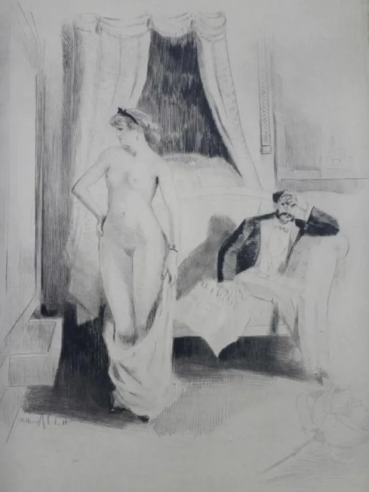 Incisione Ablett - Eaux-fortes pour Nana, par William Ablett 