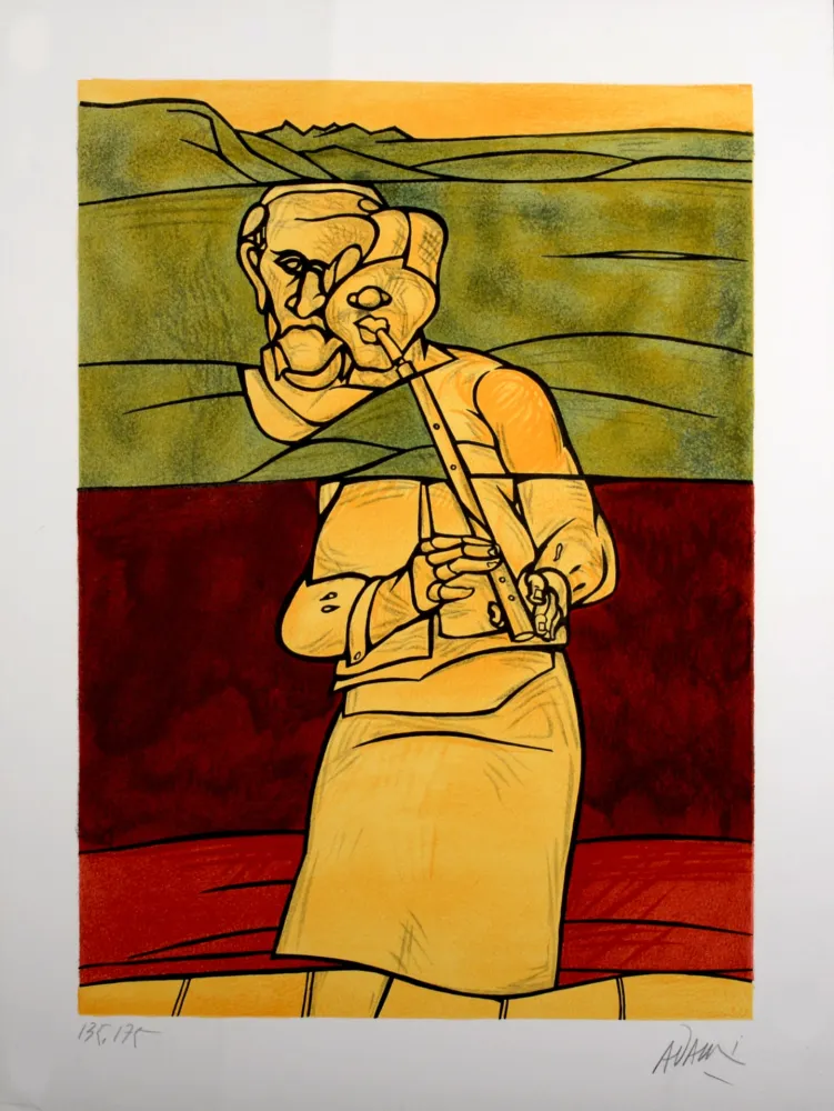 Litografia Adami - Joueur de flûte, 1976 - Hand-signed!