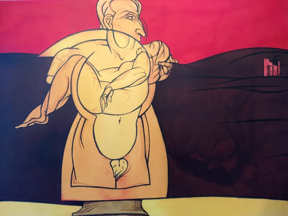 Litografia Adami - Paysage de Ruines