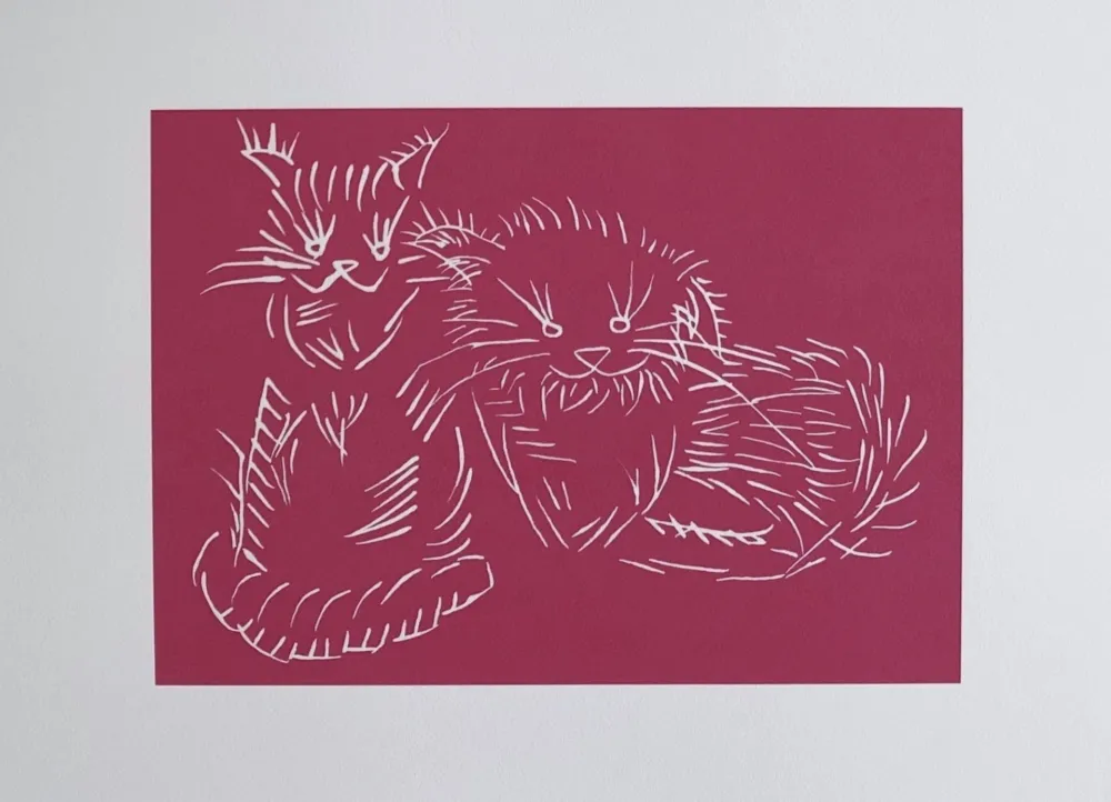 Serigrafia Ai - Cats - pink edition