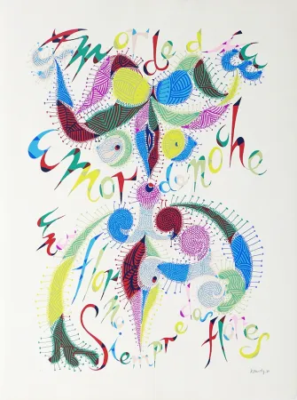 Serigrafia Alberti - Amor de Día, Amor de Noche,  una Flor no Siempre da Flores I