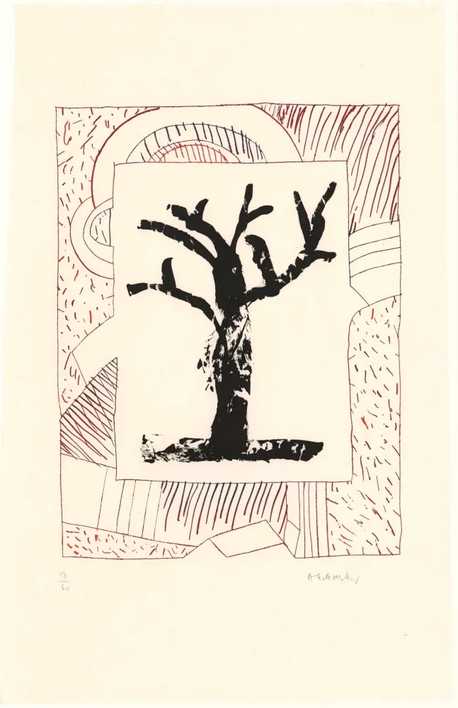 Acquaforte E Acquatinta Alechinsky - Arbre central, au rouge 