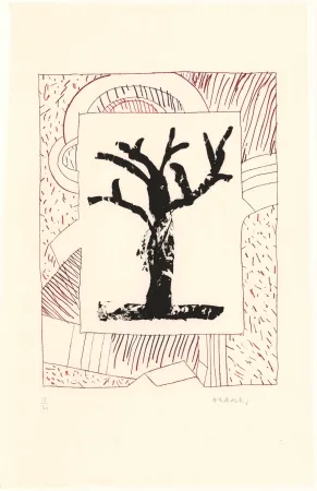 Acquaforte E Acquatinta Alechinsky - Arbre central, au rouge 