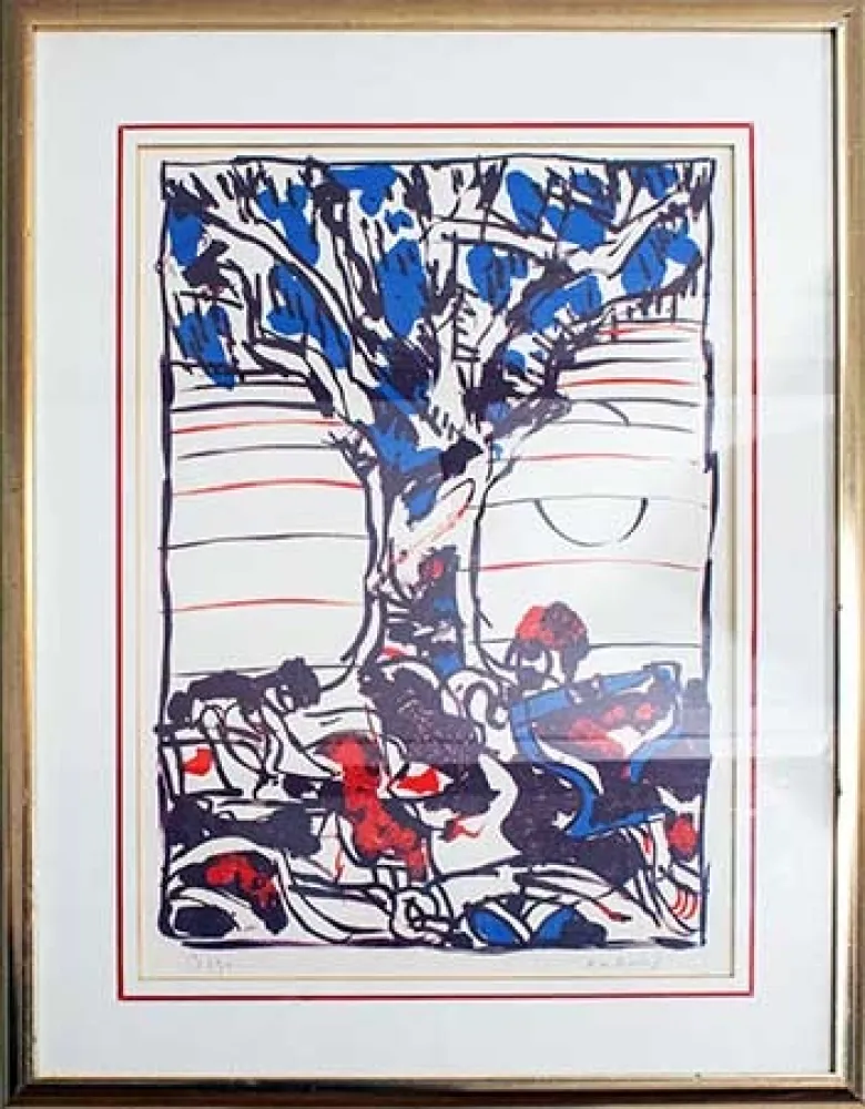 Litografia Alechinsky - Arbre en bleu