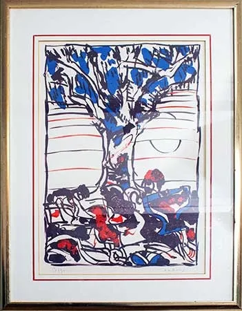 Litografia Alechinsky - Arbre en bleu