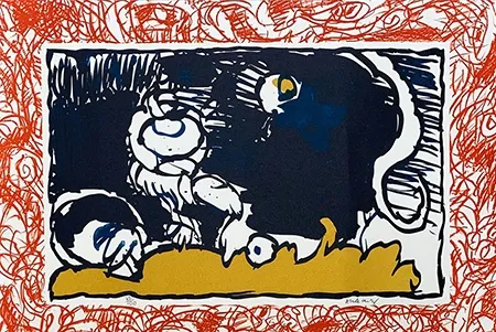 Litografia Alechinsky - Bonnet blanc