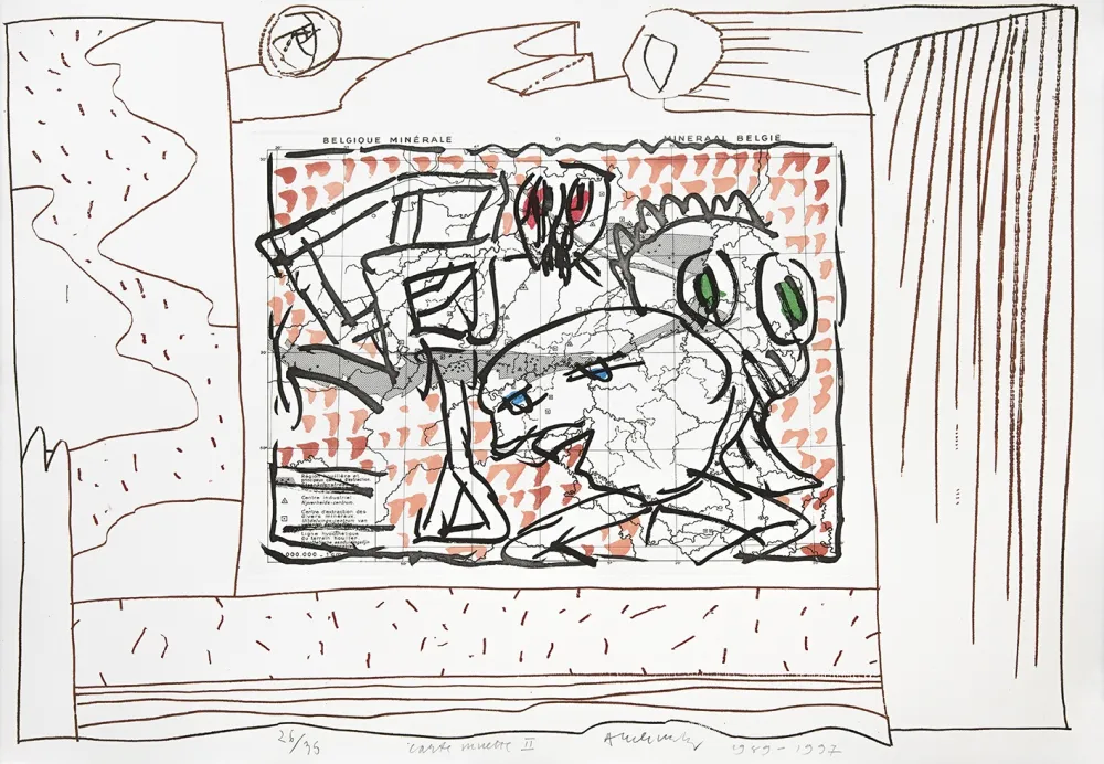 Incisione Alechinsky - Carte mise à jour II