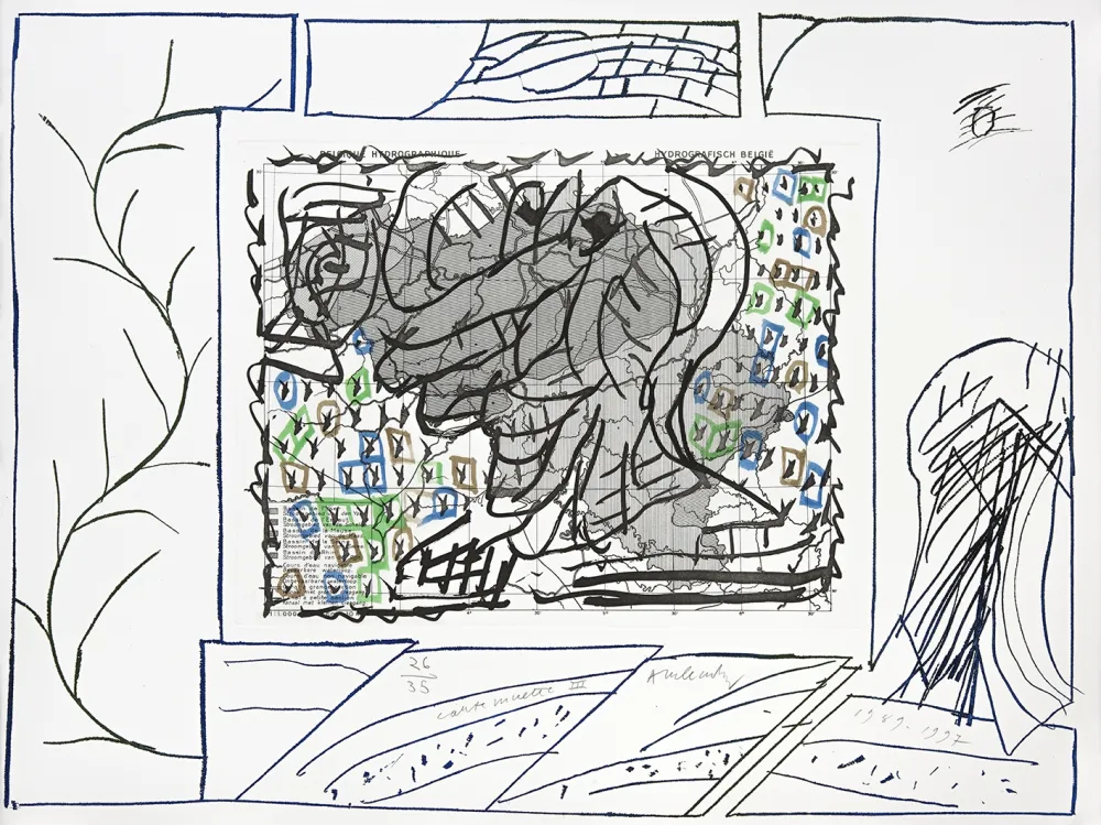 Incisione Alechinsky - Carte mise à jour III