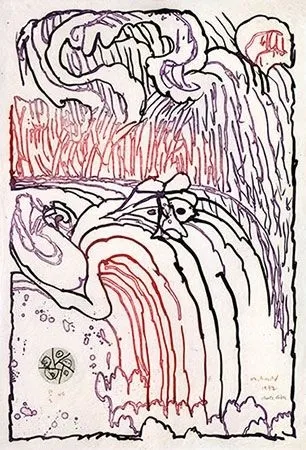 Incisione Alechinsky - Chute libre