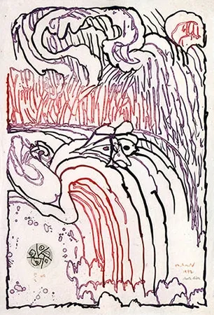 Incisione Alechinsky - Chute libre