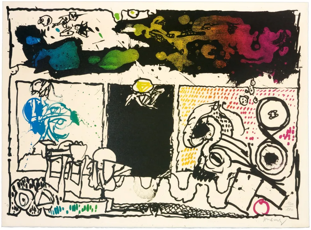 Litografia Alechinsky - Découverte de l'acide (acte I)