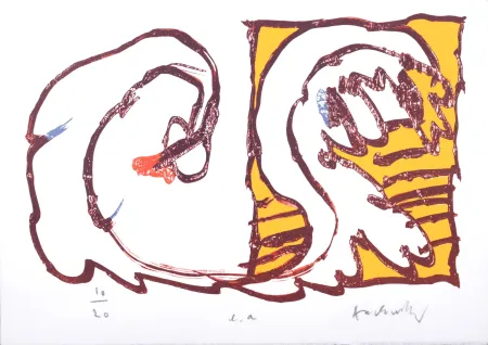 Litografia Alechinsky - Eclairage au gaz, 1981 - Hand-signed