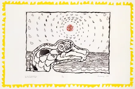 Incisione Alechinsky - En voie de disparition Grandes marges