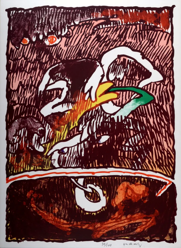 Litografia Alechinsky - Flying Object, 1977 - Hand-signed