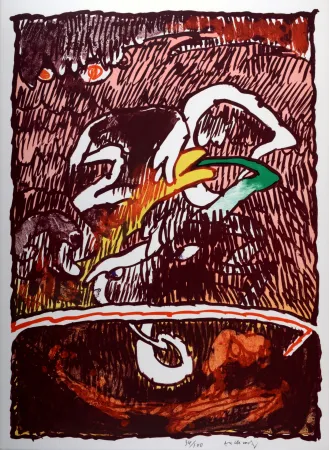 Litografia Alechinsky - Flying Object, 1977 - Hand-signed