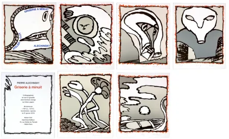 Litografia Alechinsky - Griserie à minuit 1, 2, 3, 4, 5, 6  (Complete suite)