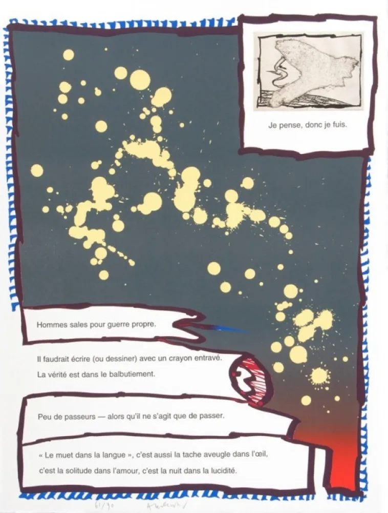 Litografia Alechinsky - JE PENSE DONC JE FUIS