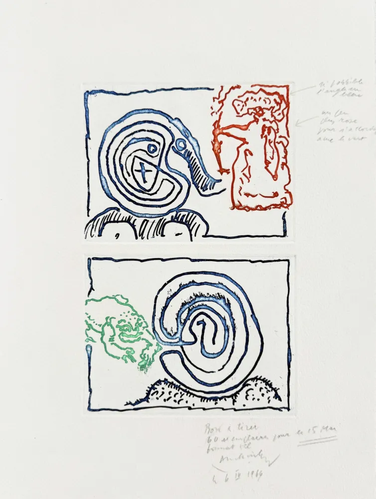 Incisione Alechinsky - Labyrinthe et reine