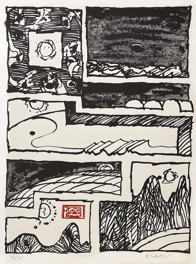 Litografia Alechinsky - Le cachet faisant foi