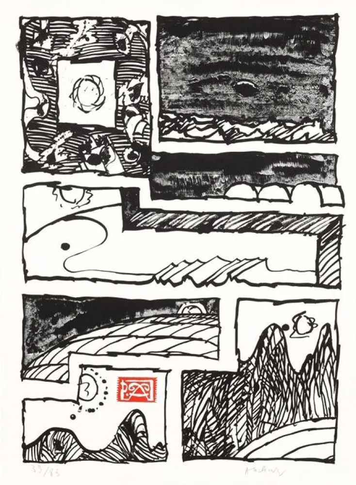 Litografia Alechinsky - Le cachet faisant foi