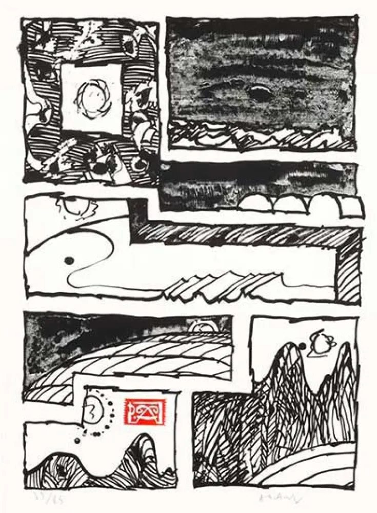 Litografia Alechinsky - Le cachet faisant foi