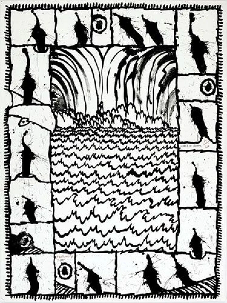 Litografia Alechinsky - L'eau à la lucarne