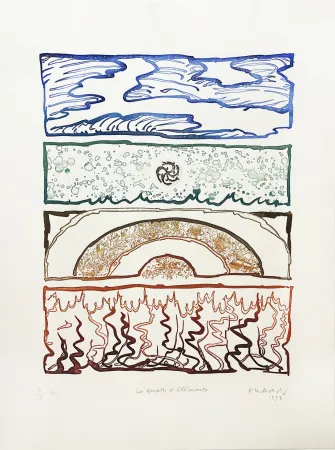 Incisione Alechinsky - Les 4 éléments