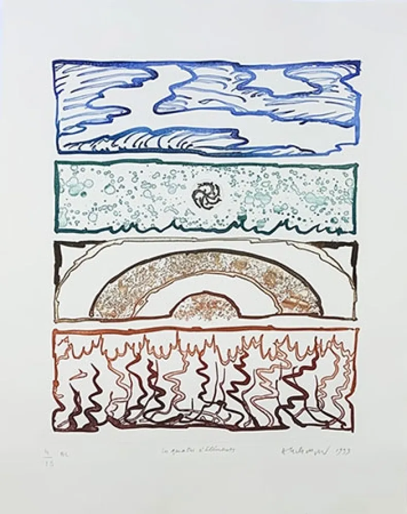 Incisione Alechinsky - Les 4 éléments