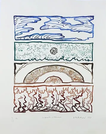 Incisione Alechinsky - Les 4 éléments