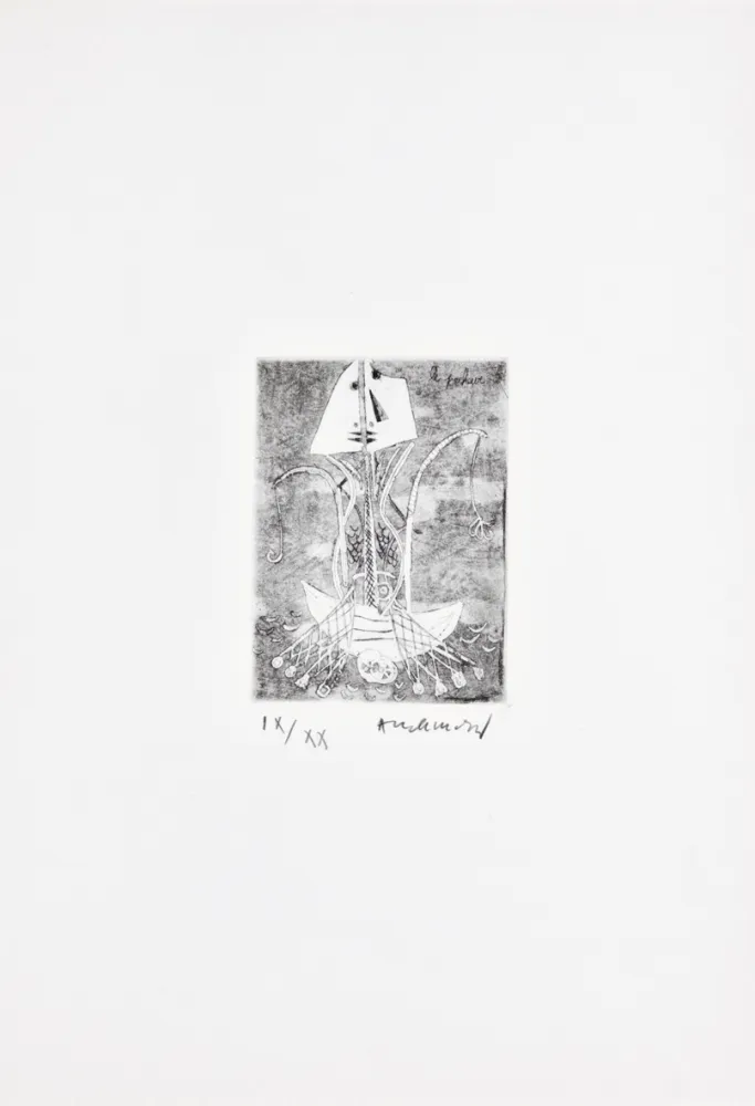 Acquaforte Alechinsky - Les métiers 01: Le pêcheur