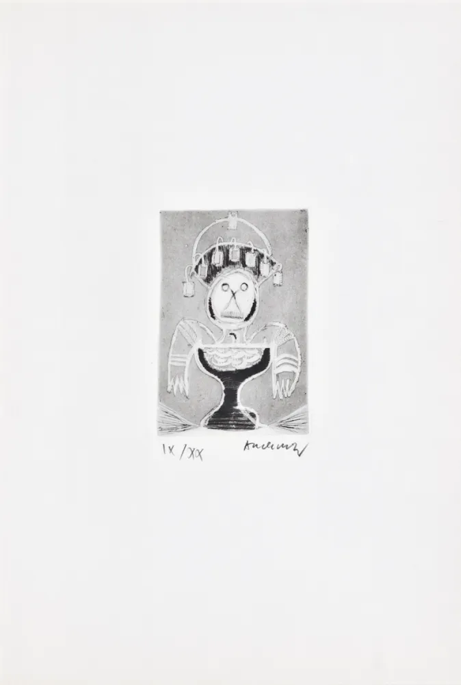 Acquaforte Alechinsky - Les métiers 06: Le coiffeur