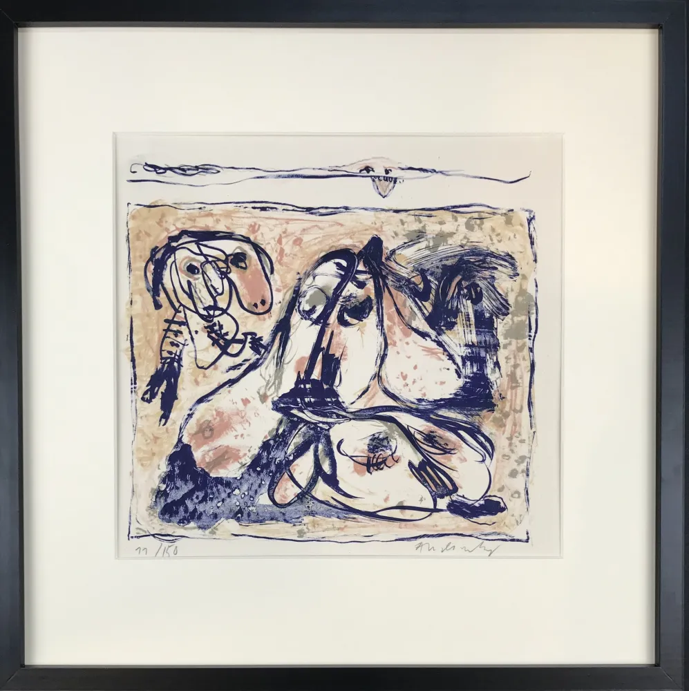 Litografia Alechinsky - Les tireurs de langue, 1962