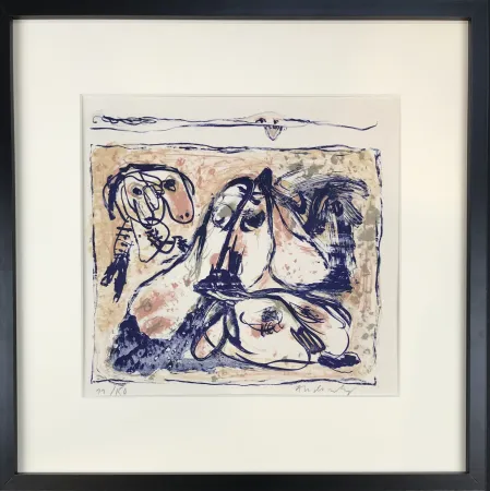 Litografia Alechinsky - Les tireurs de langue, 1962