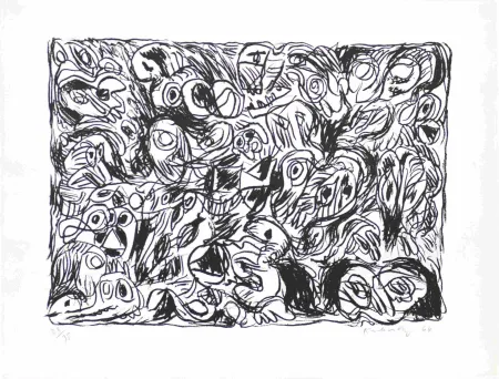 Litografia Alechinsky - Les yeux ouverts