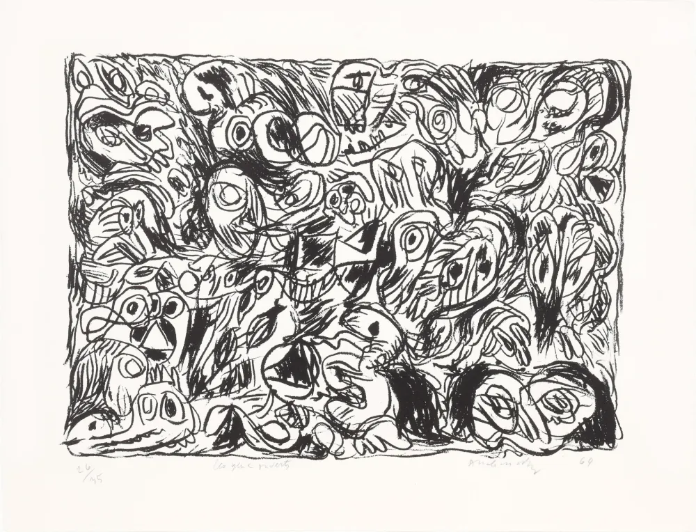 Litografia Alechinsky - Les yeux ouverts