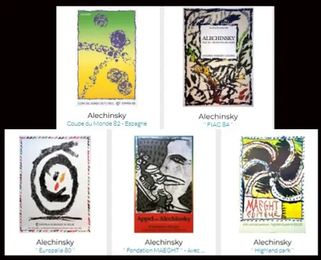 Litografia Alechinsky - Lot de 5 Affiches originales