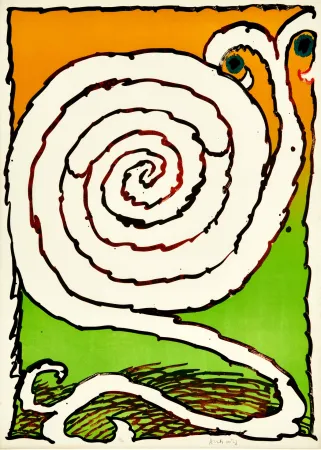 Litografia Alechinsky - Pierre Alechinsky (1927) – Plate II from the portfolio Ceremonial Labyrinths (Labyrinthes d’apparat) – Color lithograph on Arches paper – 1972