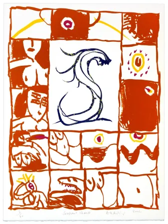 Litografia Alechinsky - Serpent chanté