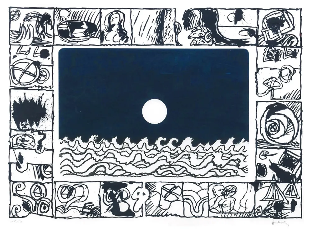 Acquatinta Alechinsky - Soleil cou coupé