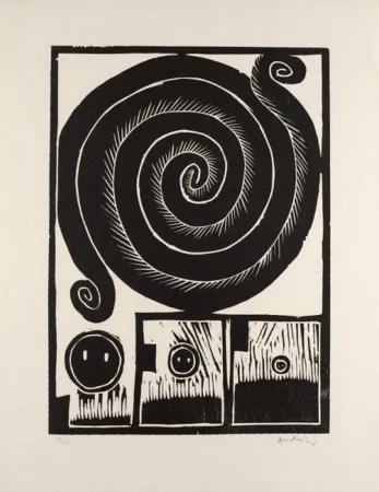 Incisione Su Legno Alechinsky - SPIRALE 1972