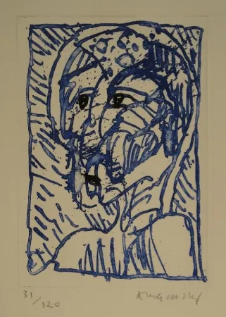 Acquaforte Alechinsky - Tête / Kopf. 
