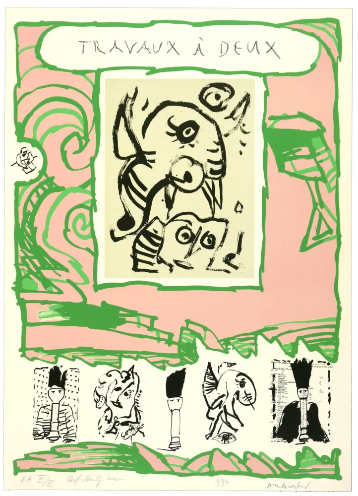 Litografia Alechinsky - Travaux à deux